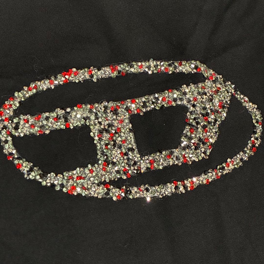 DIESEL ラインストーン デニム切替 ショート丈 黒 ブラック