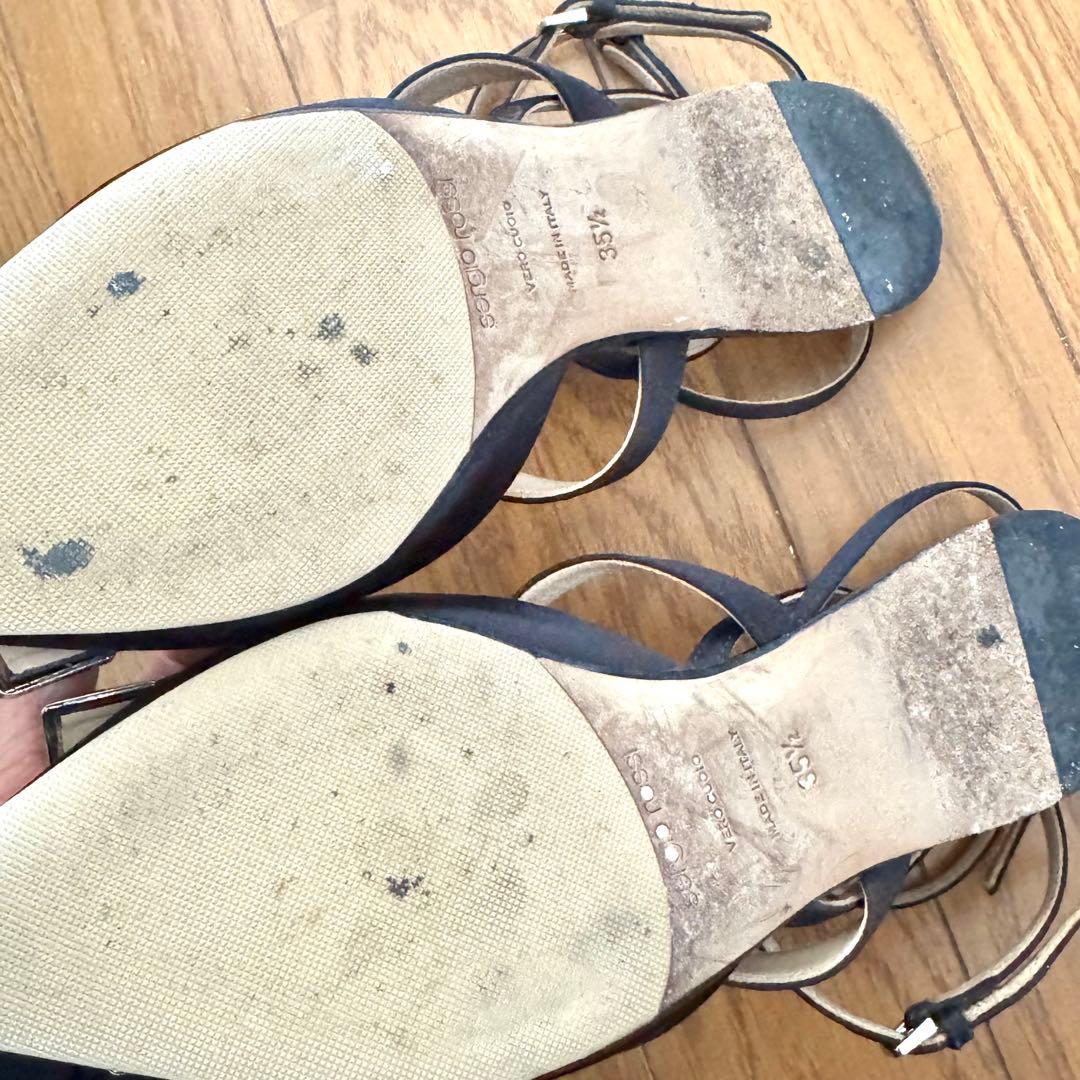 sergio rossi ブラック ストラップ リボン ミュール 35.5 黒