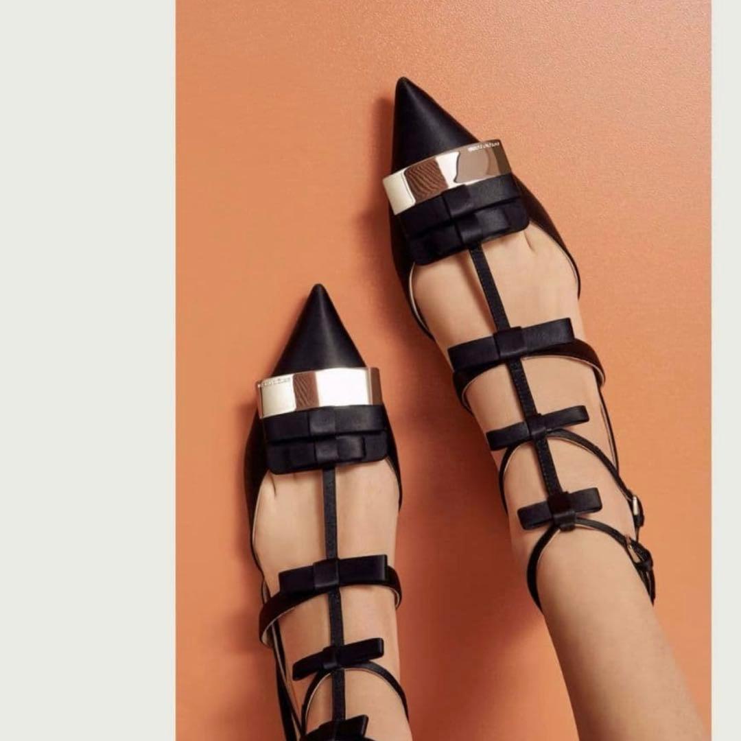 sergio rossi ブラック ストラップ リボン ミュール 35.5 黒