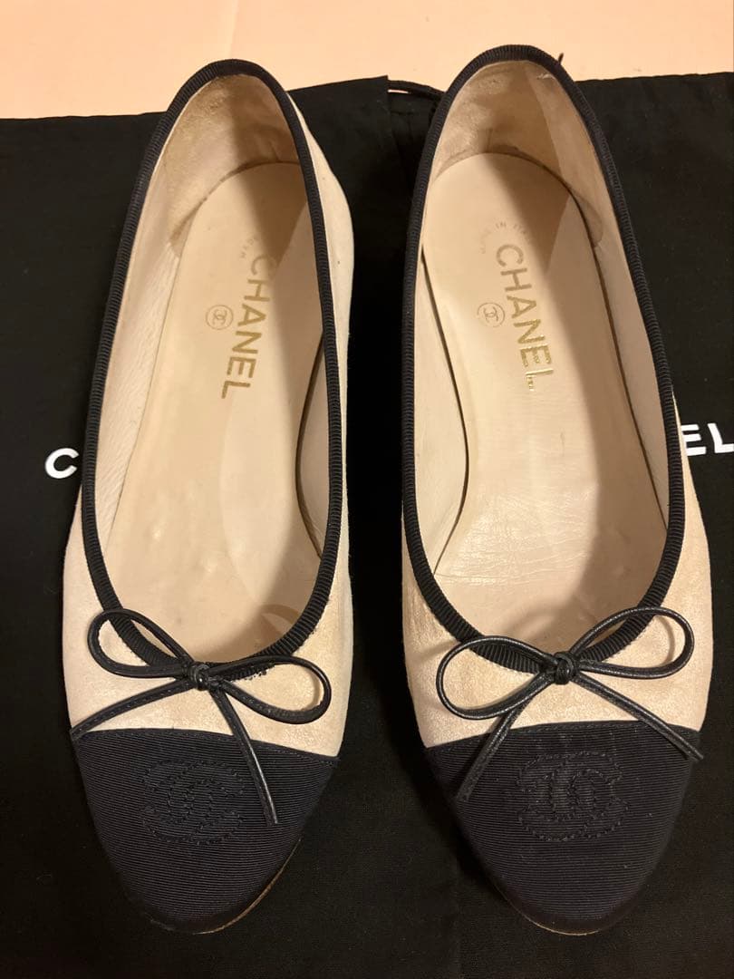 シャネル　スエードバレエシューズ　フラットシューズ