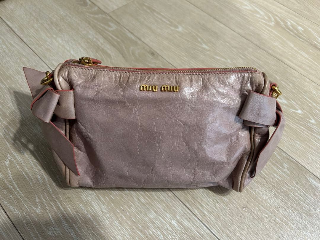 miu miu 薄ピンク リボンバッグ　保証書付き