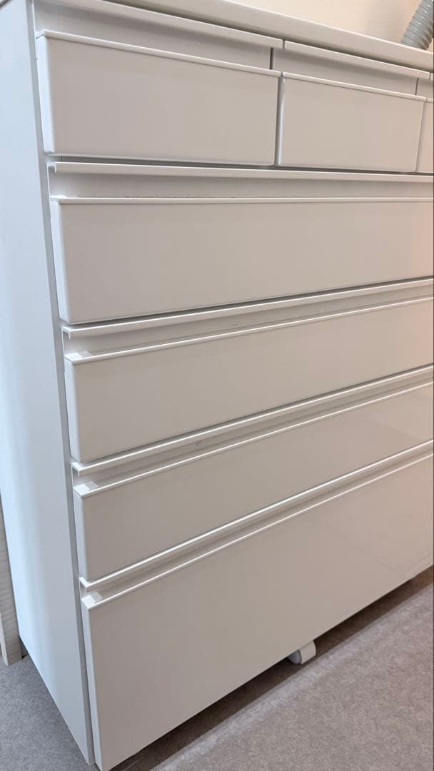 【期間限定】ホワイト 6段チェスト キャスター付き