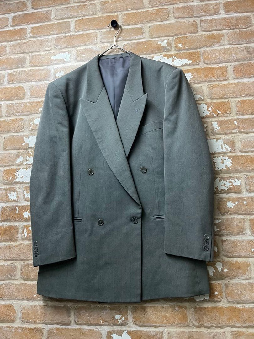 00s ダブルジャケット　セットアップ　ダブルスーツ　レトロ　グレー　y2k