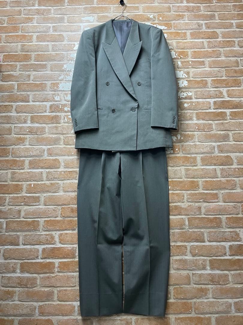 00s ダブルジャケット　セットアップ　ダブルスーツ　レトロ　グレー　y2k