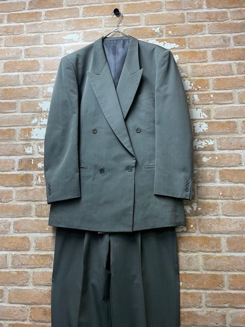 00s ダブルジャケット　セットアップ　ダブルスーツ　レトロ　グレー　y2k