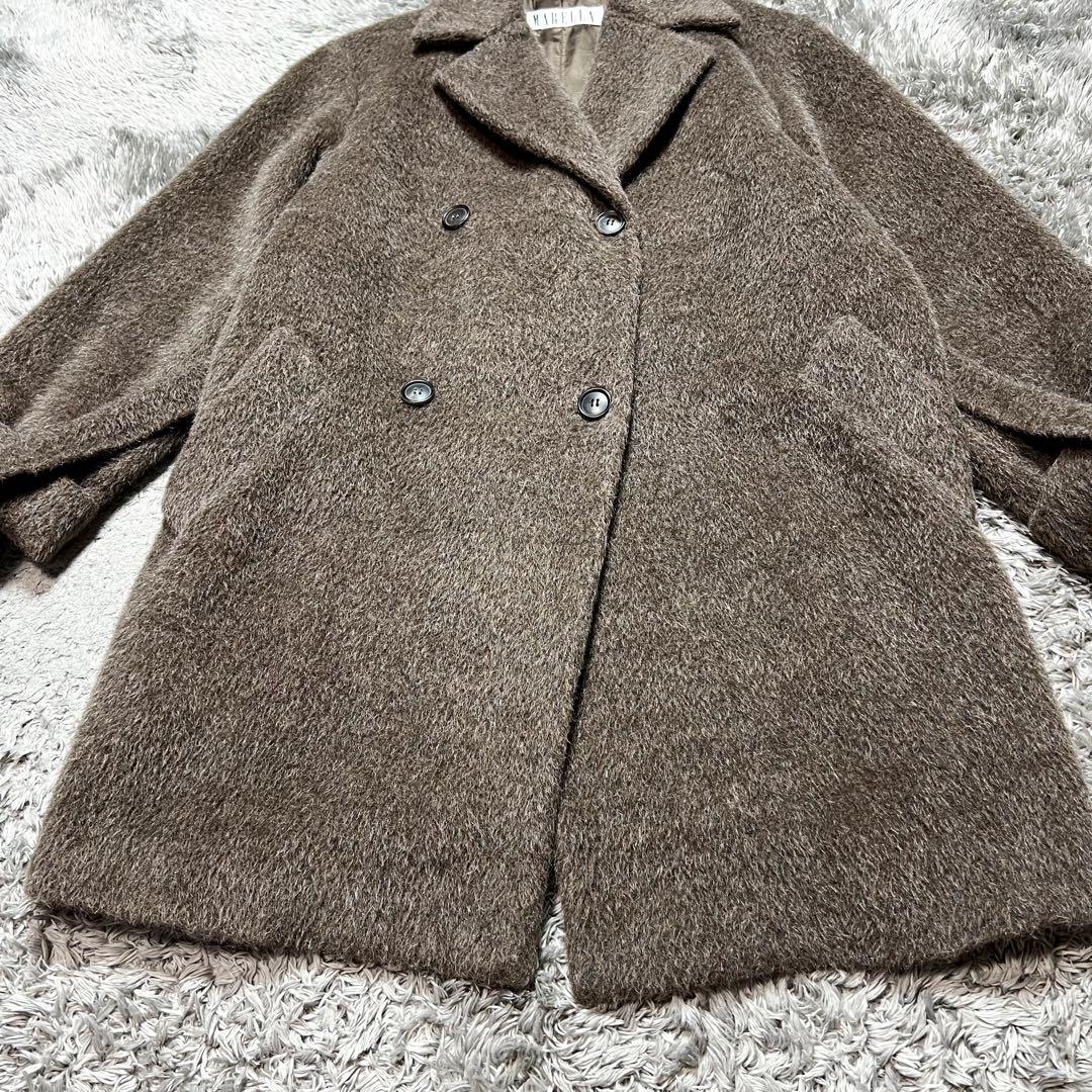 マレーラ MaxMara モヘヤ アルパカ ベルテッドコート L相当 極美品