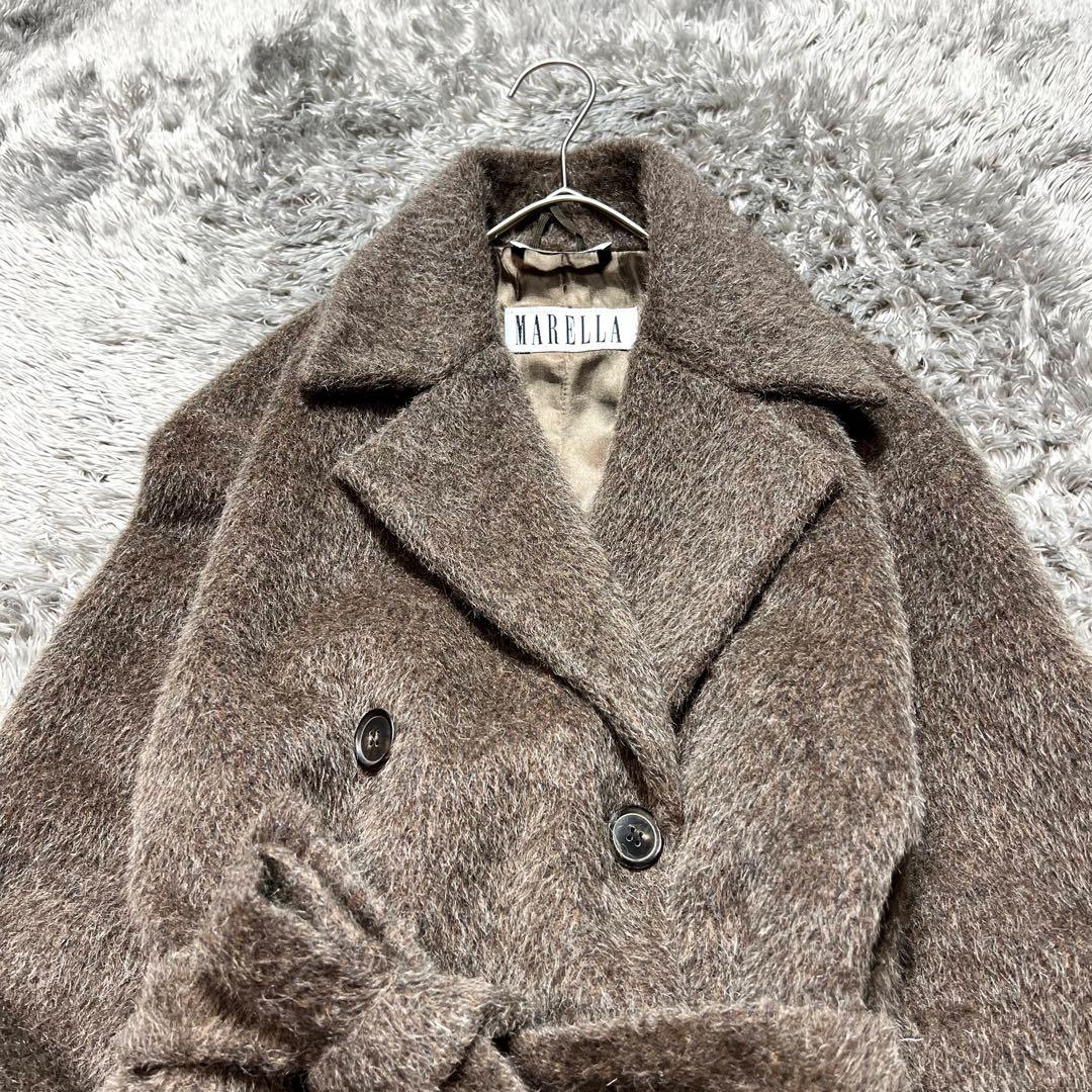 マレーラ MaxMara モヘヤ アルパカ ベルテッドコート L相当 極美品