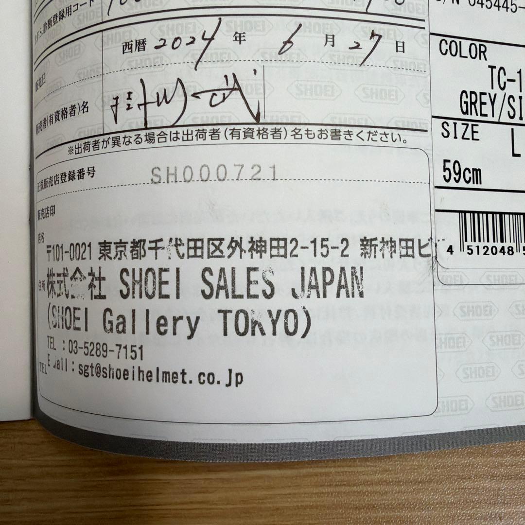 ショウエイ　グラムスター アバイディング　TC-10 GREY/SILVER