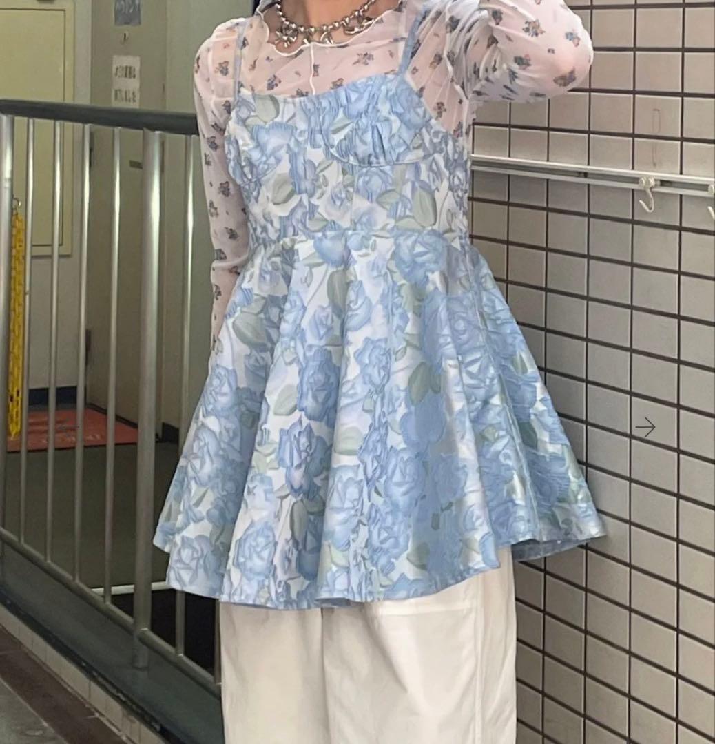 ✨新品【POPPY】ジャガードフレアキャミチュニック