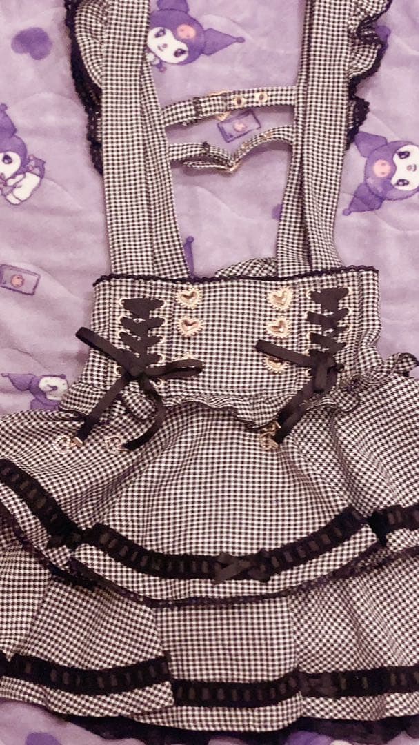 lizlisa はしごリボンチェックティアードスカパン