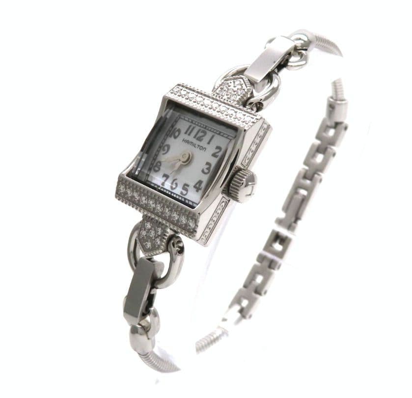 【ダイヤモンドベゼル】新品同様☆HAMILTON ハミルトン時計 ホワイトシェル