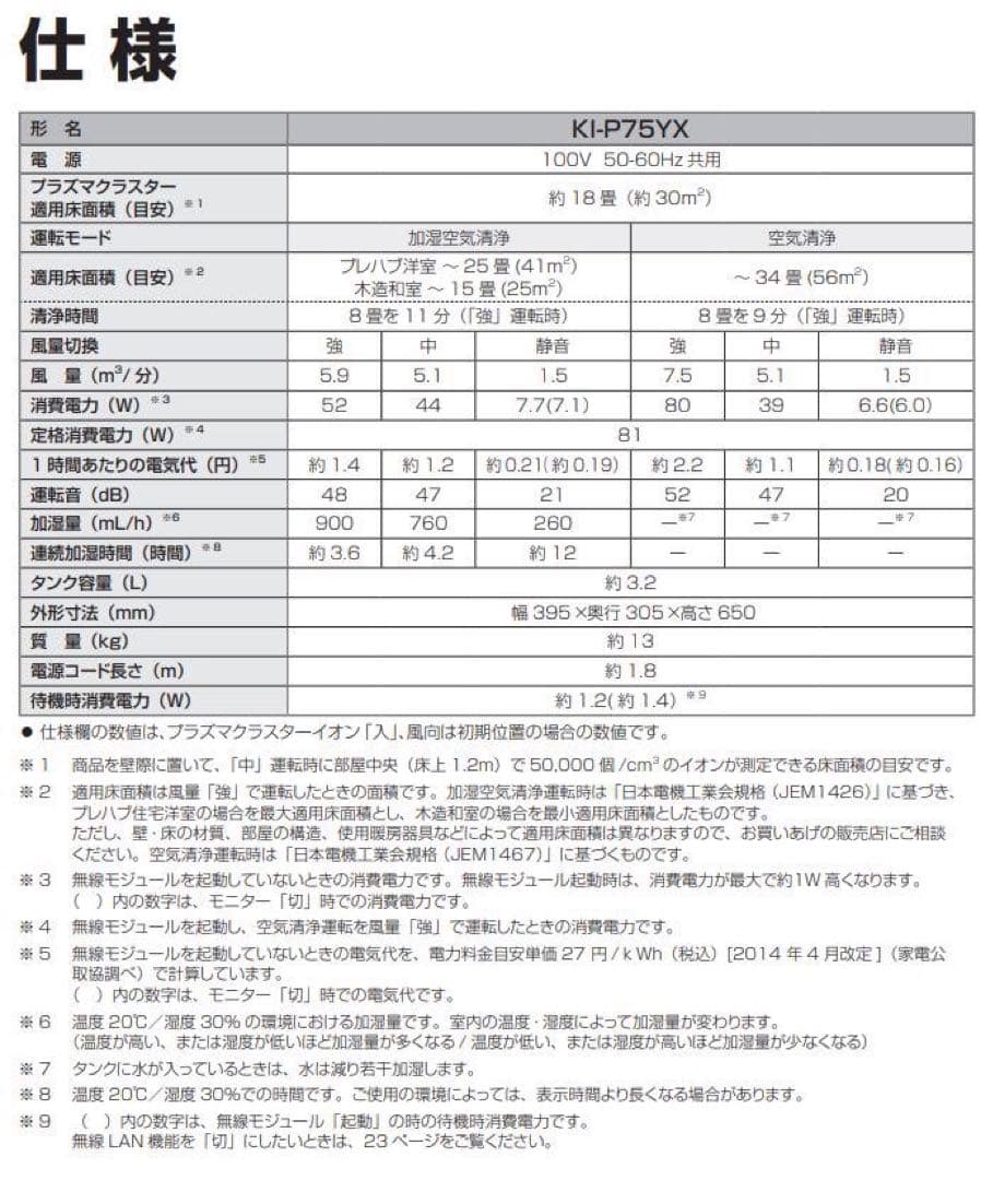 SHARP 加湿空気清净機 ブラック KI-P75YX