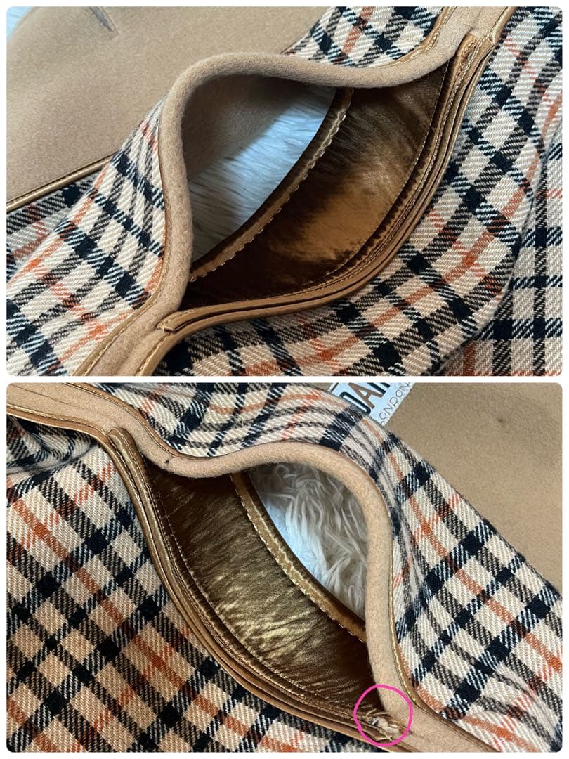 【美品】ダックス　裏地ハウスチェック　ウール　ケープコート　マントコート