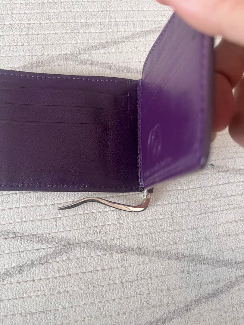 クロコダイルレザー マネークリップ パープル