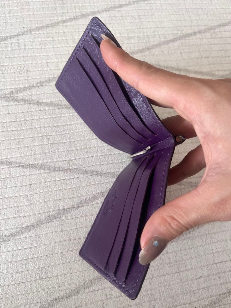 クロコダイルレザー マネークリップ パープル