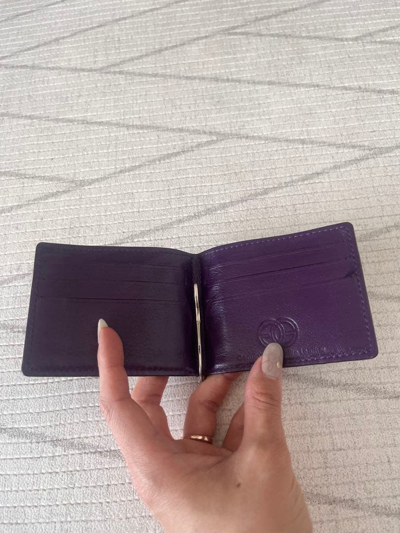 クロコダイルレザー マネークリップ パープル