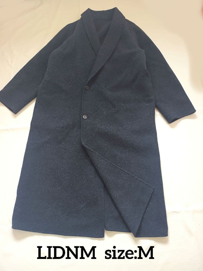 ほぼ未使用　23aw LIDNM ショールカラー　リバーコート ブラック　M