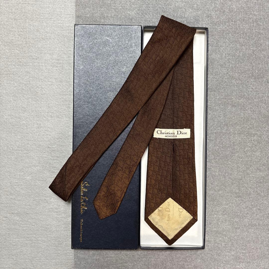 美品 ディオールネクタイ トロッター柄 ブラウン