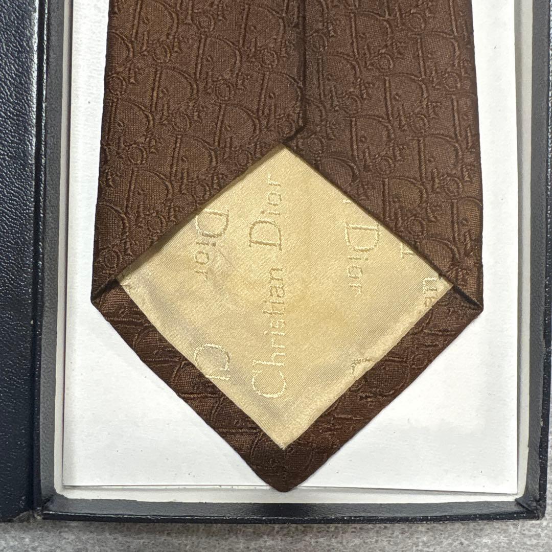 美品 ディオールネクタイ トロッター柄 ブラウン