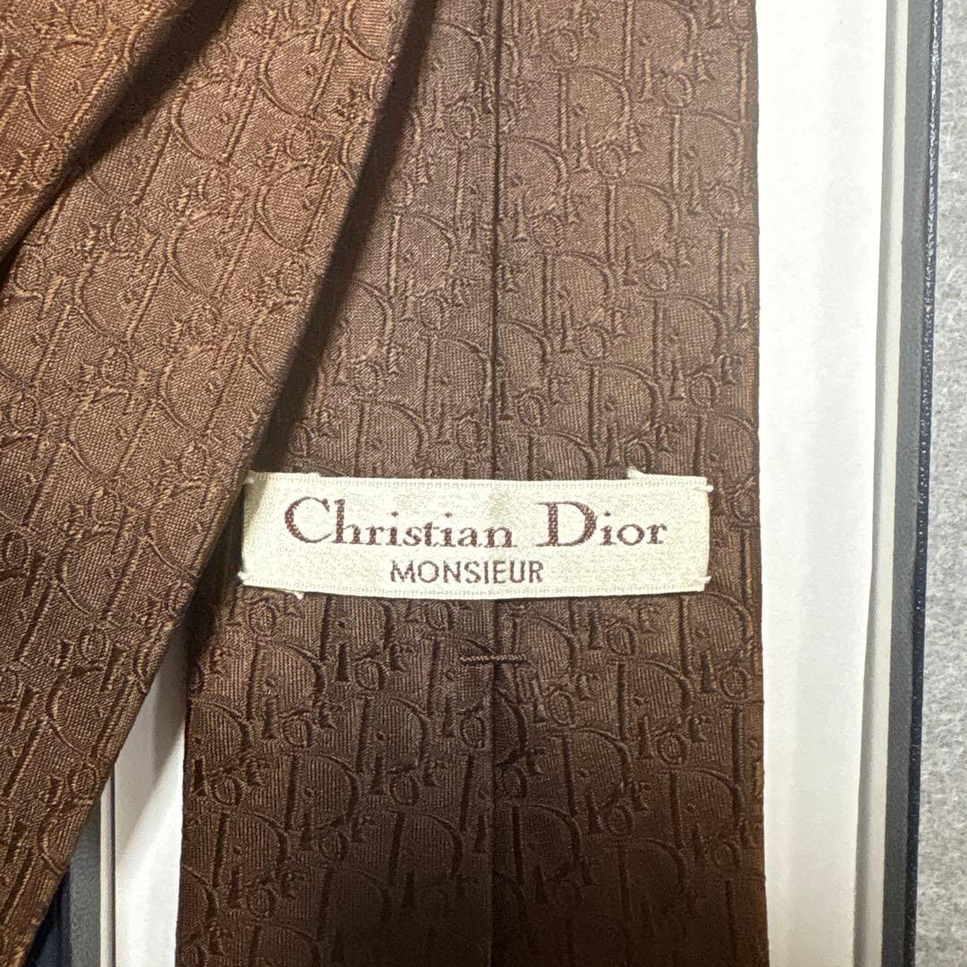 美品 ディオールネクタイ トロッター柄 ブラウン