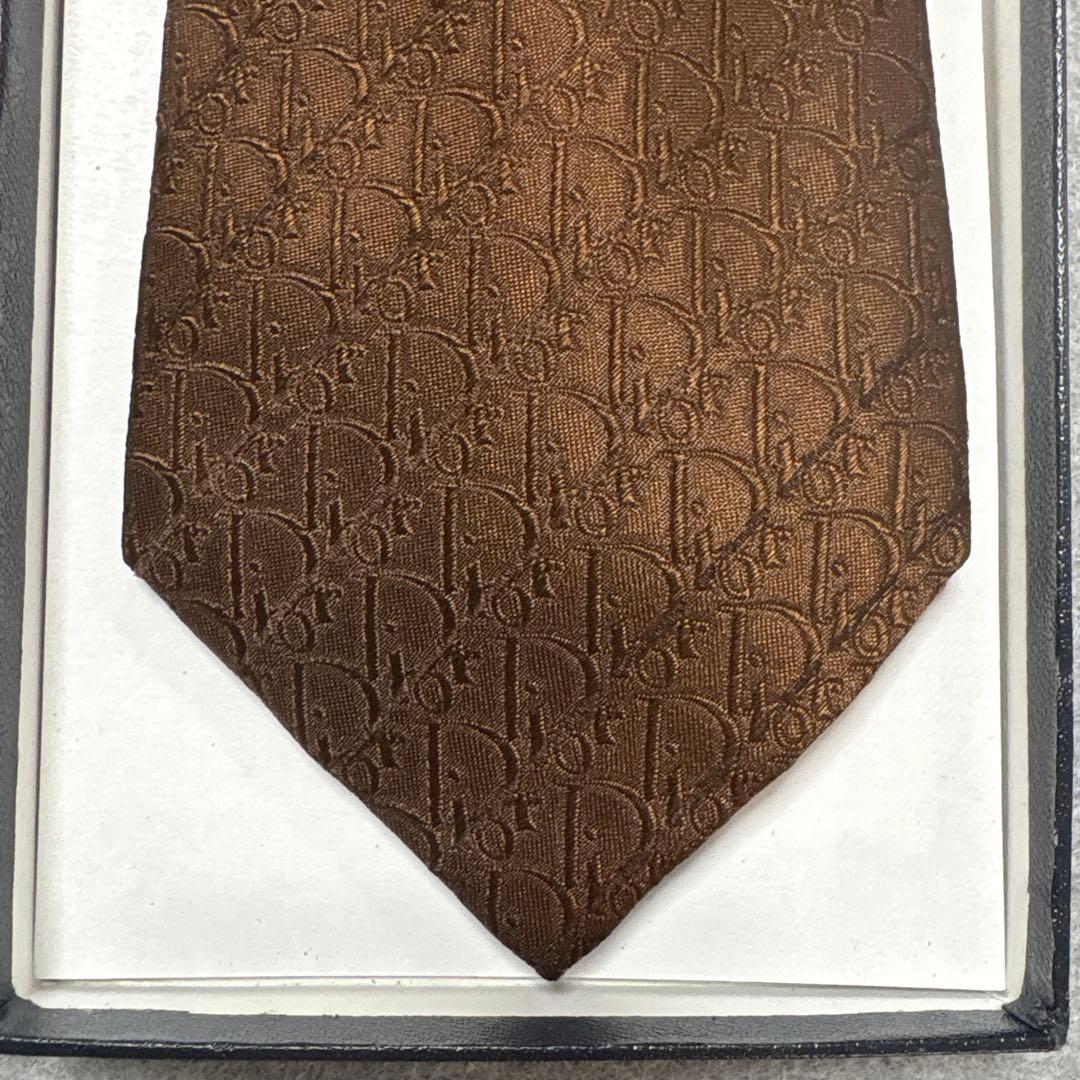 美品 ディオールネクタイ トロッター柄 ブラウン