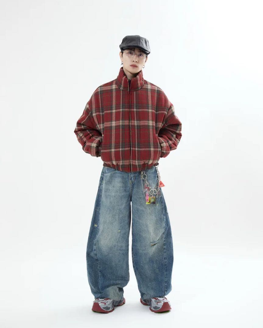 リバーシブルチェックアウター L2142 S (black) 地底人ONLINE