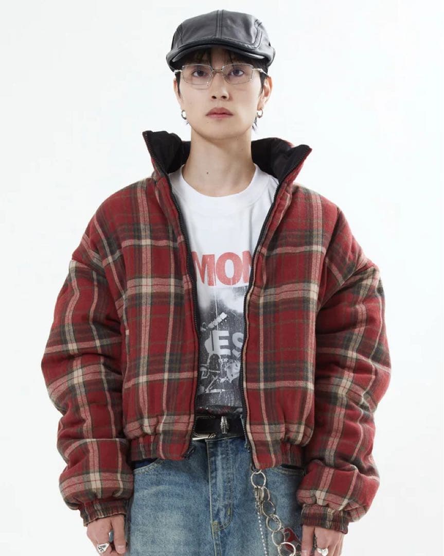 リバーシブルチェックアウター L2142 S (black) 地底人ONLINE