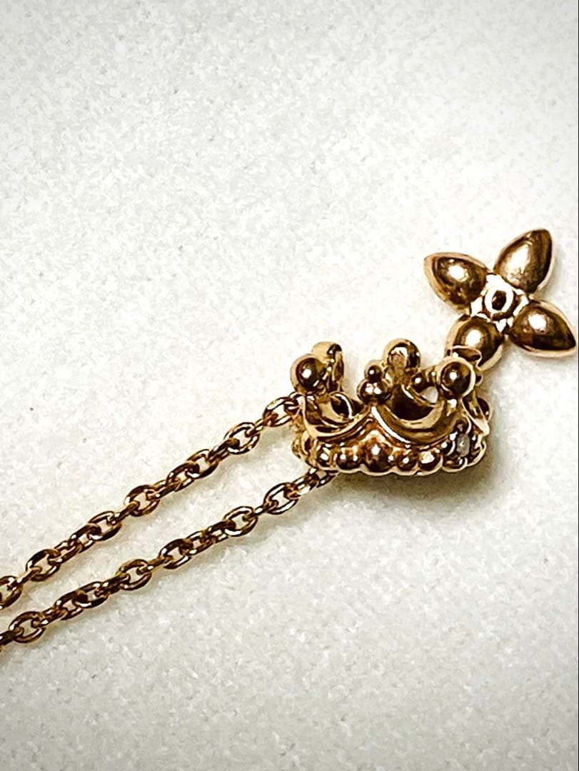 IMPRESSE K10 王冠＆クロスモチーフネックレス ピンクゴールド