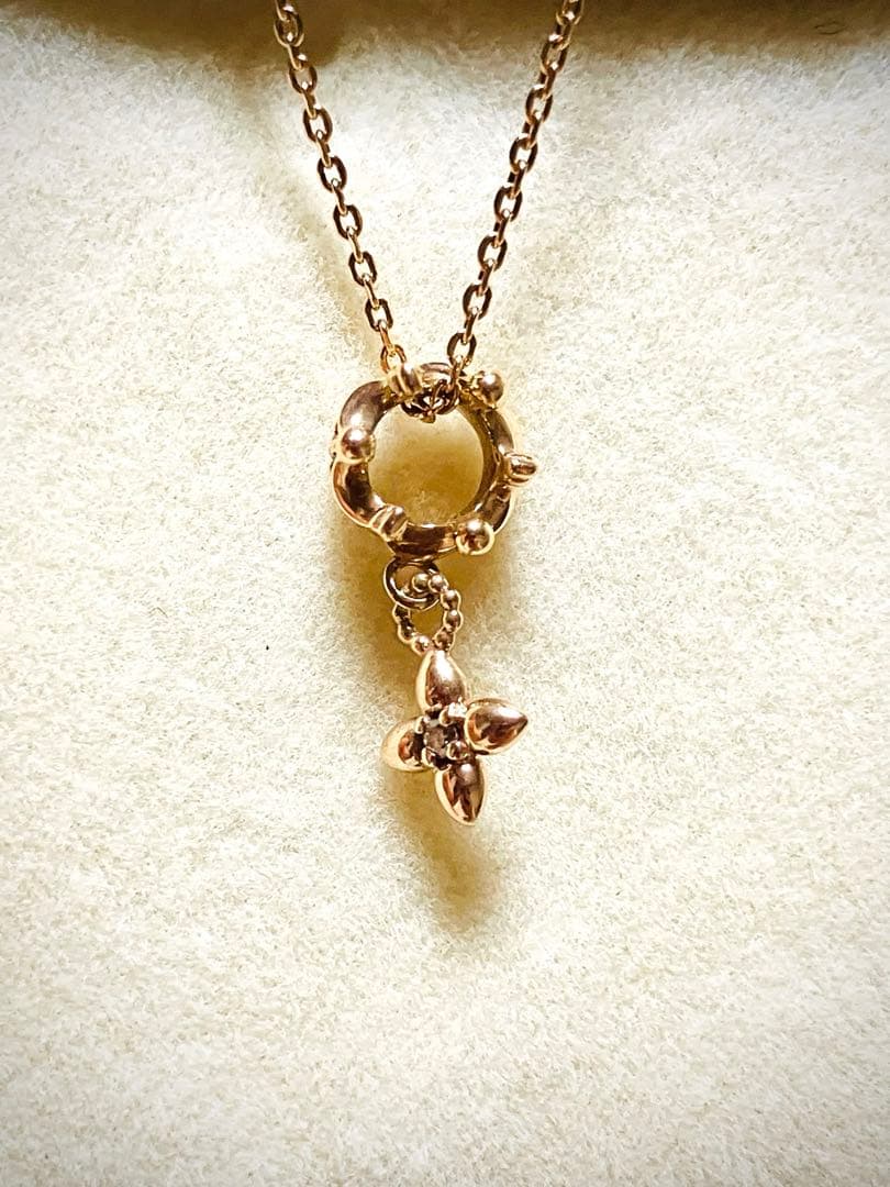 IMPRESSE K10 王冠＆クロスモチーフネックレス ピンクゴールド