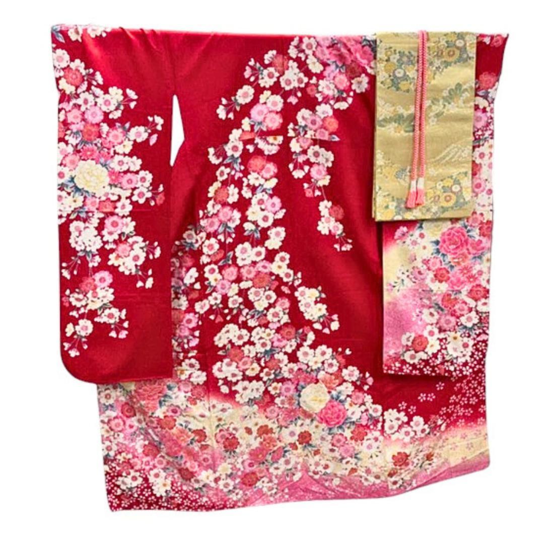 ≪早い者勝ち≫【美品】 振袖 正絹 花柄 桜 成人式 単品 赤 67 ●