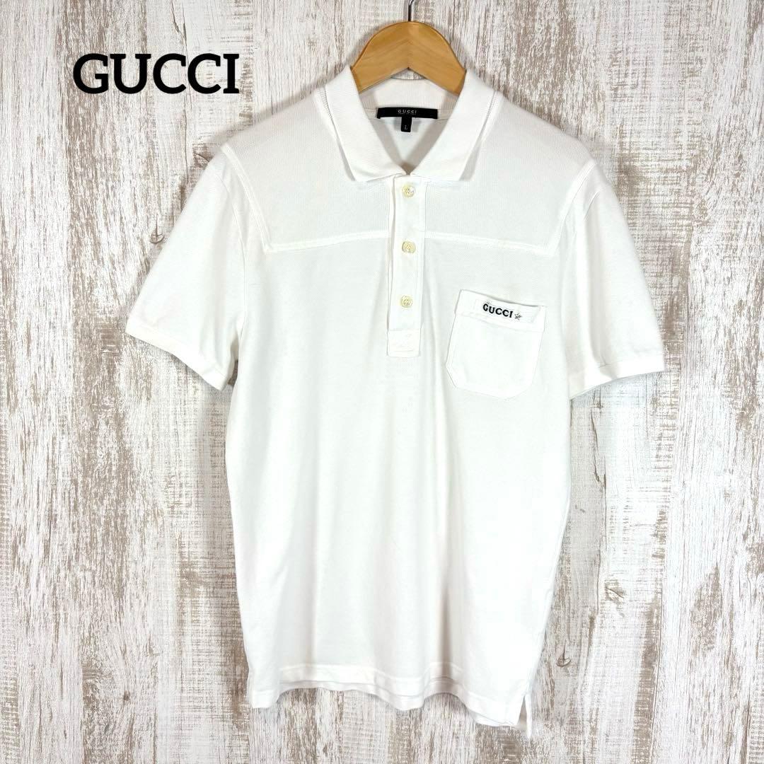 GUCCI グッチ ロゴ刺繍 星スタッズ ワンポイントポケット ポロシャツ 半袖