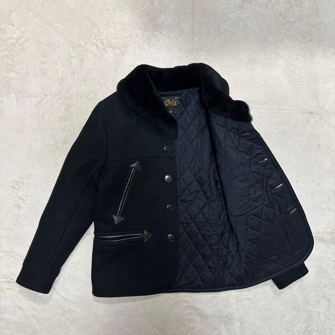 東洋 GOLD ウールJKT 38 黒 ボアジャケット　馬革