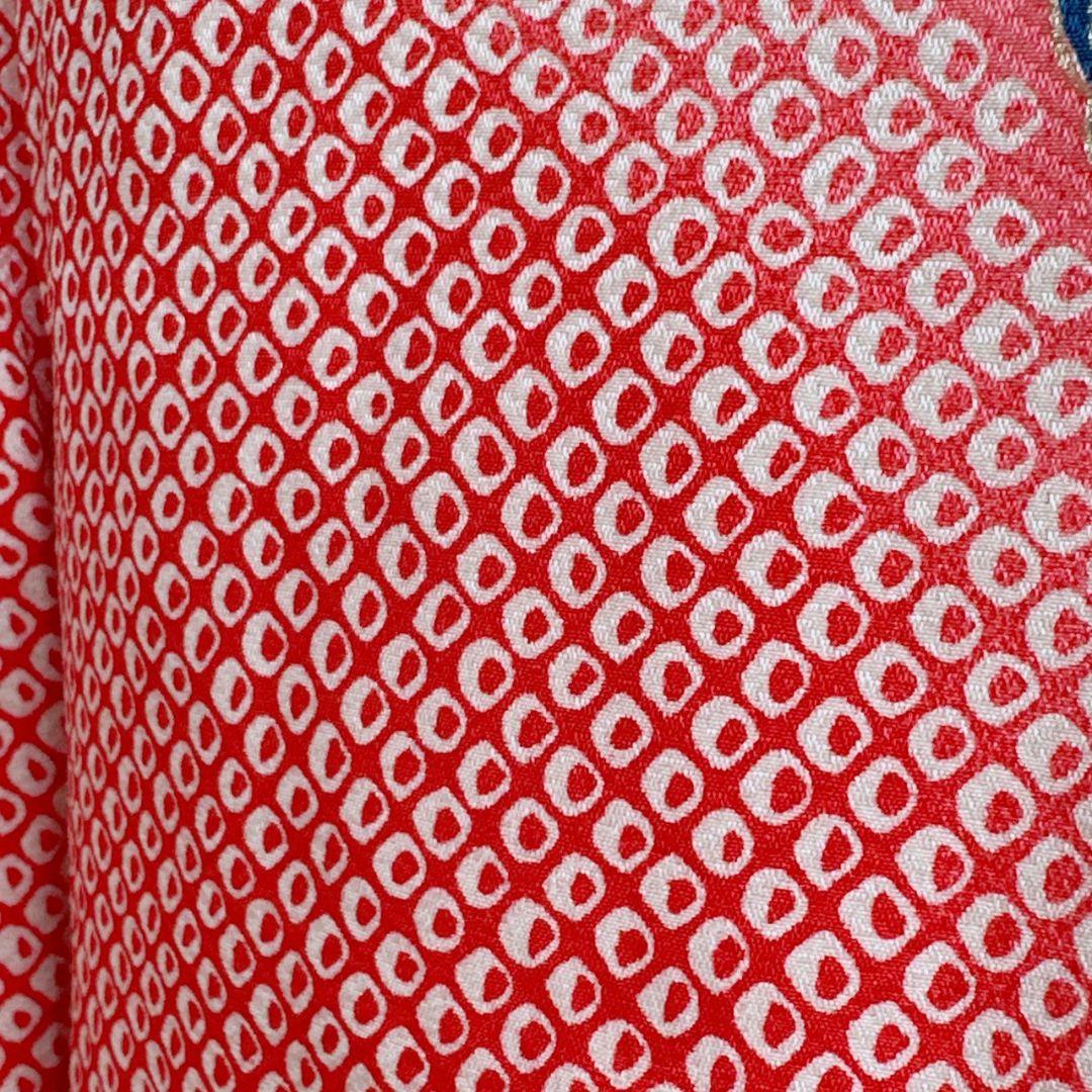 美品　フルセット　七五三　７歳女の子　しぼり柄鼓　緑袋帯　長襦袢付　小物7085