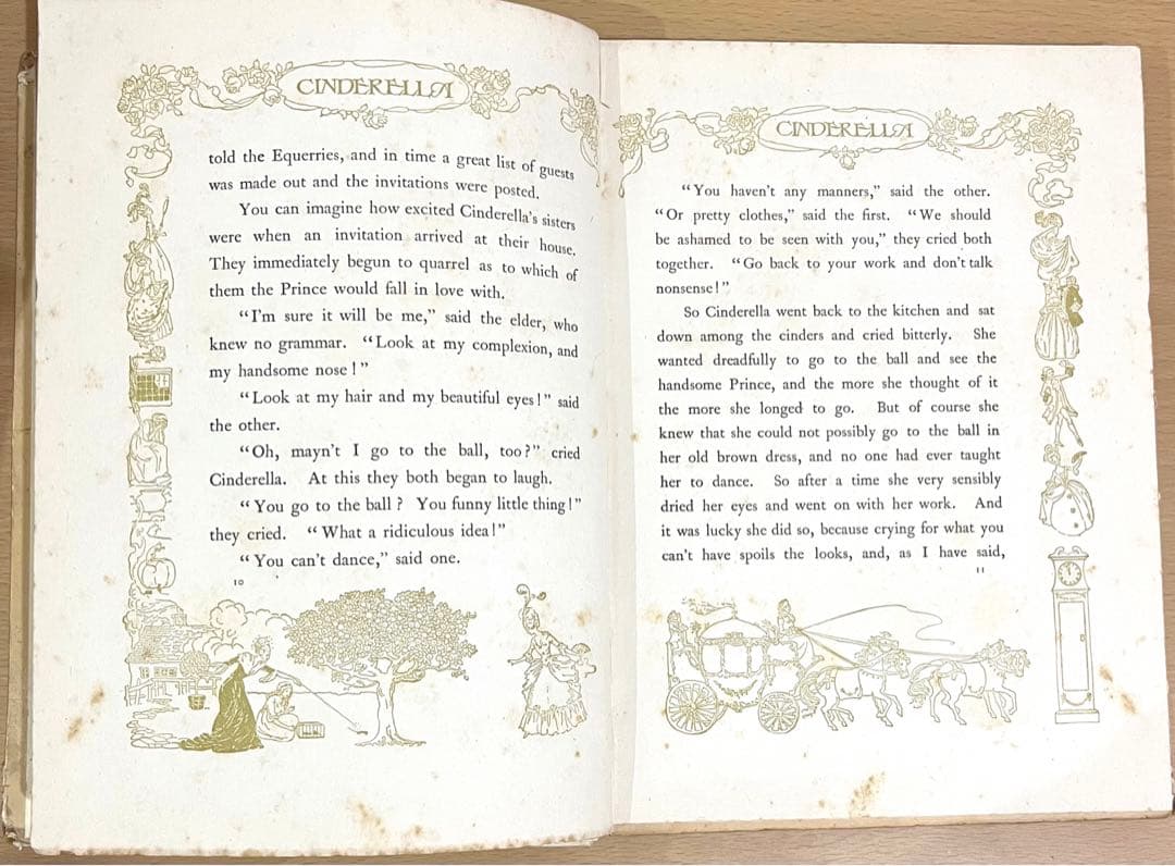 NO210 レア 超希少 アンティーク 古書 洋書 絵本 グリム童話 シンデレラ