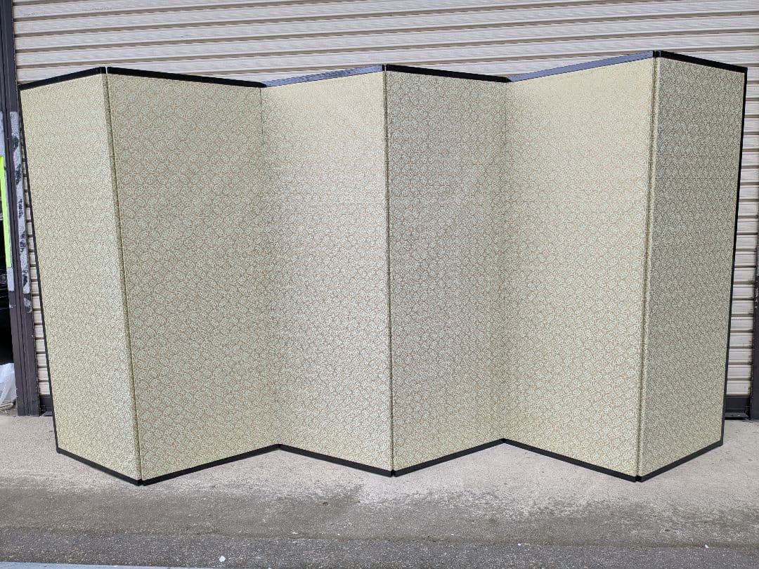 【秀峰銘】山水図屏風 風景図約259×116㎝ 金紙 片面 六曲 屏風 日本画