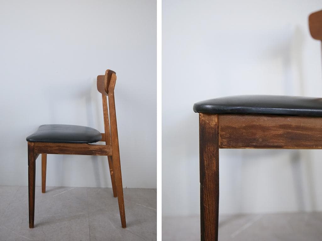 英国ヴィンテージチーク古木ダイニングチェア/椅子イス/モダン(92-164)