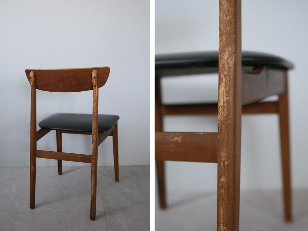 英国ヴィンテージチーク古木ダイニングチェア/椅子イス/モダン(92-164)