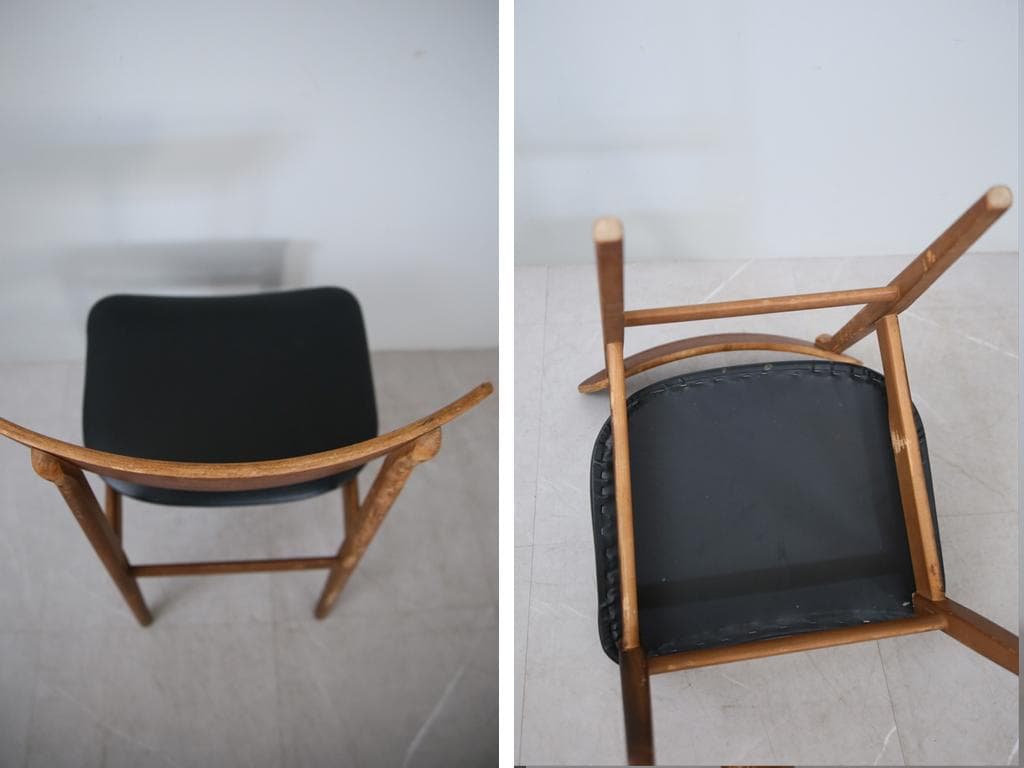 英国ヴィンテージチーク古木ダイニングチェア/椅子イス/モダン(92-164)