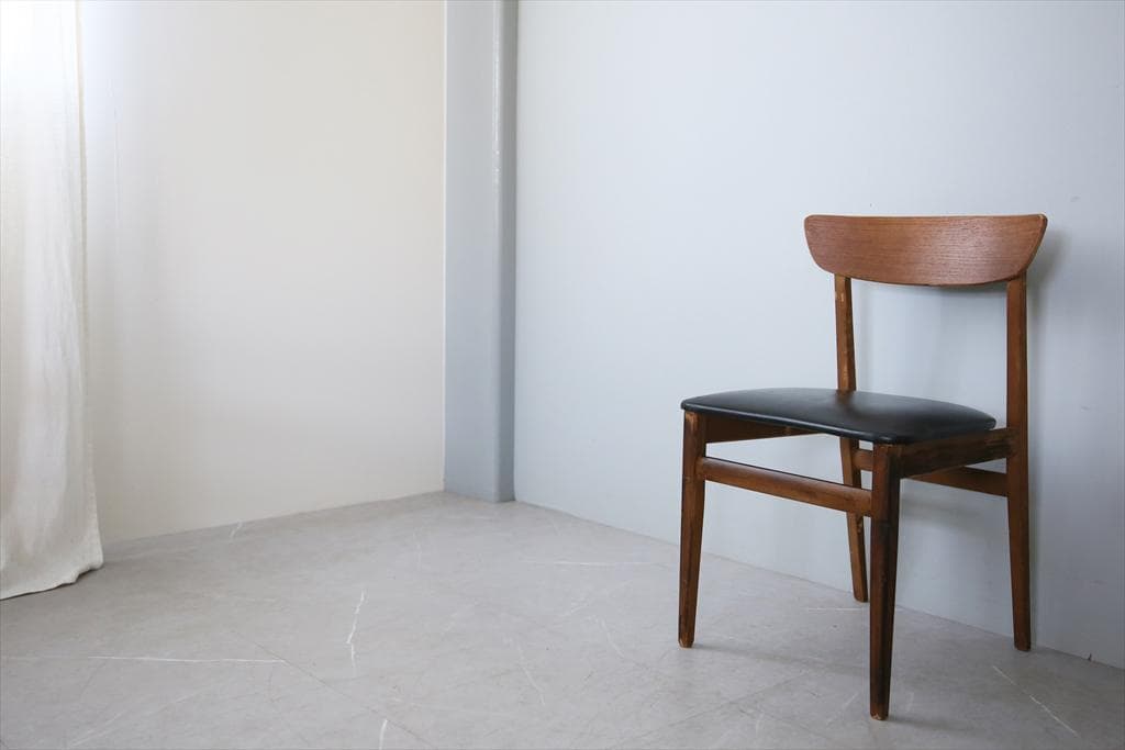 英国ヴィンテージチーク古木ダイニングチェア/椅子イス/モダン(92-164)