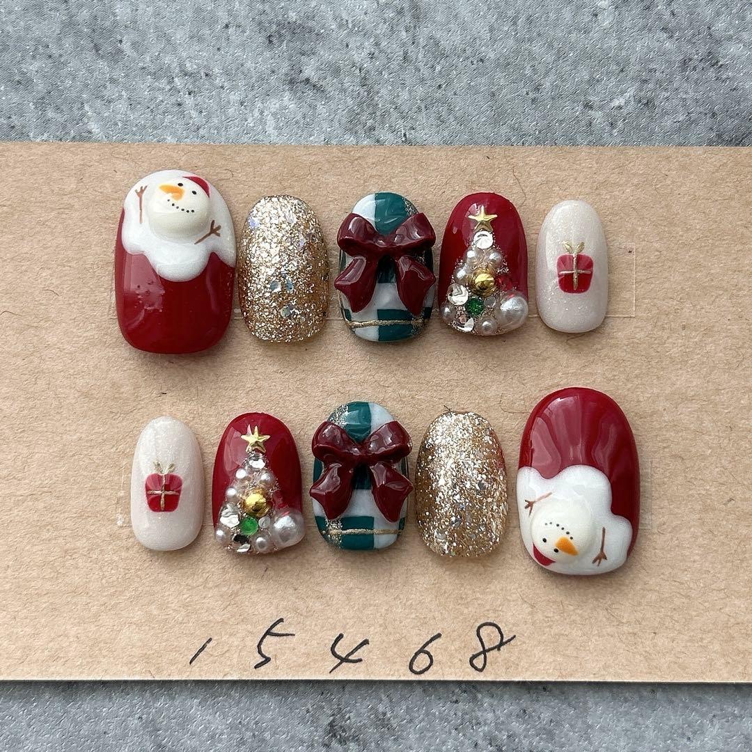 ネイルチップ紫陽花梅雨3Dてるてる坊主ニュアンスオーロラ985