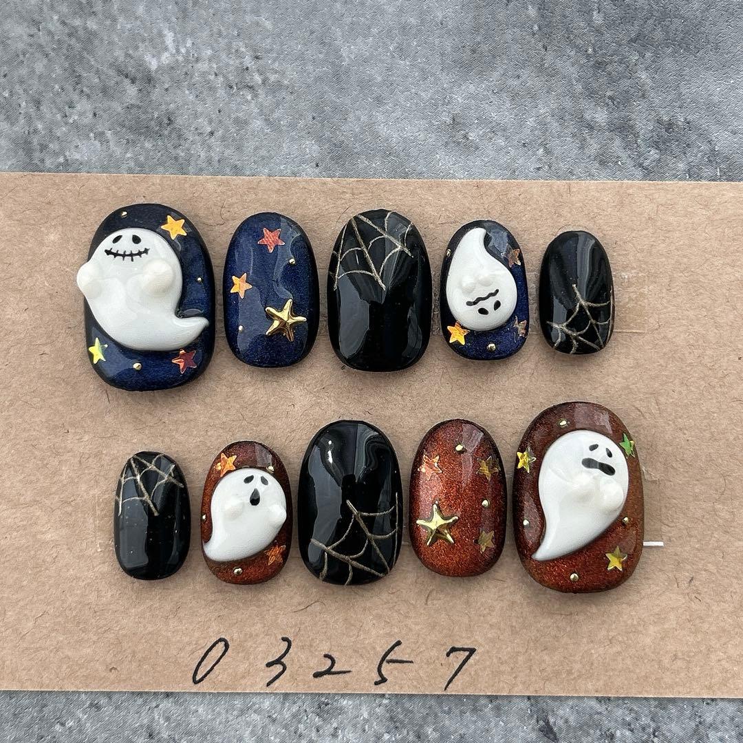 ネイルチップ紫陽花梅雨3Dてるてる坊主ニュアンスオーロラ985