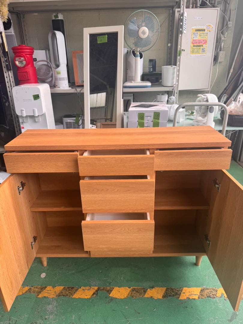 【がんばりんご】ナチュラルウッド モダンキャビネット 43