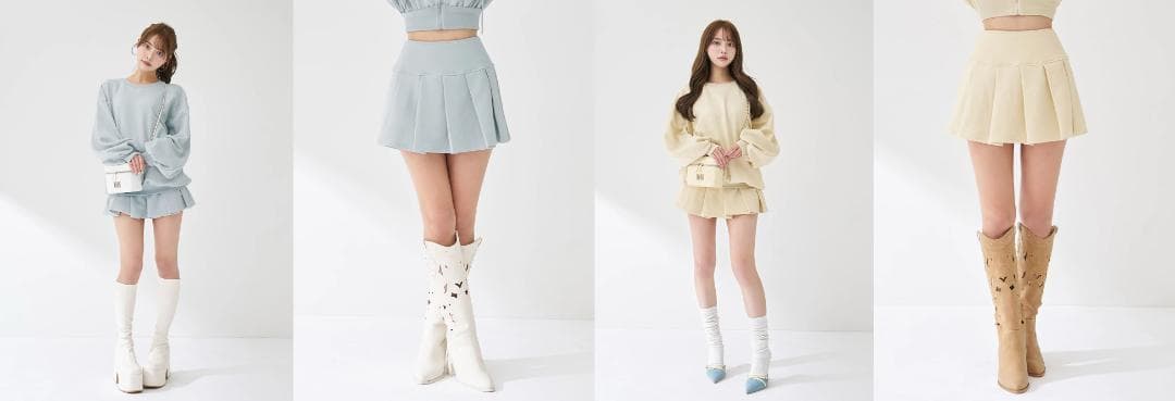 ダーリッチ darich カラーラメスウェットプリーツミニスカート ピンク FL