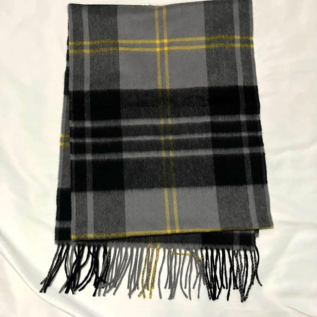 美品ジョンストンズ カシミヤ100%大判 ストール グレーマクファーソン