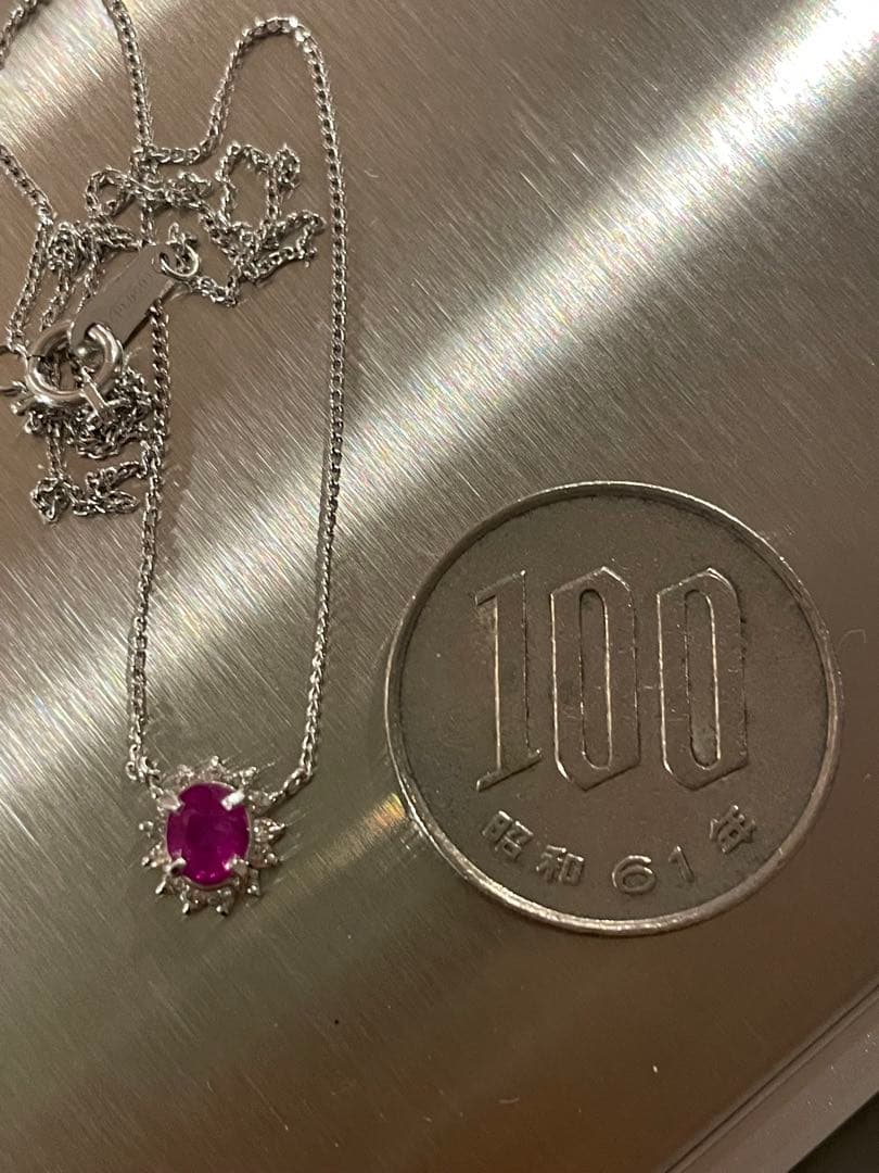 ポ*助様 ルビー ダイヤモンド ネックレス Pt850