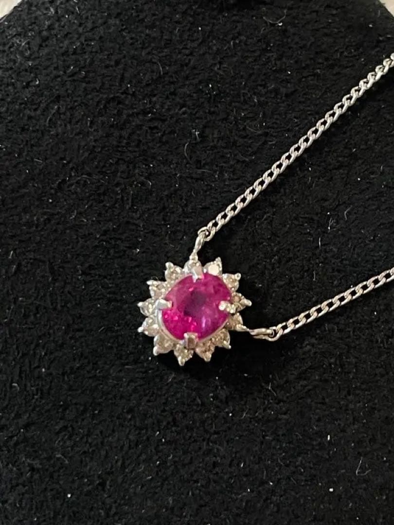 ポ*助様 ルビー ダイヤモンド ネックレス Pt850