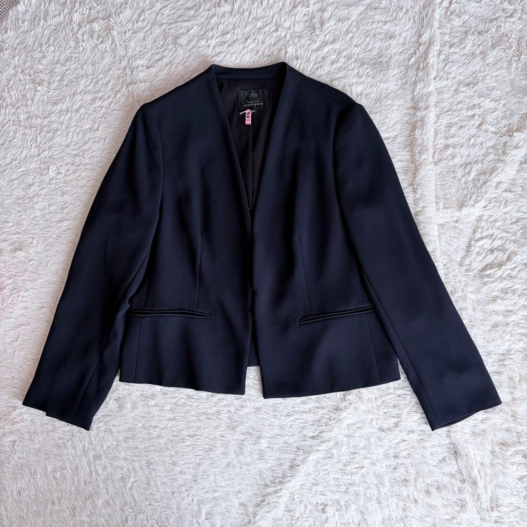 【美品】23区　ノーカラー　セットアップスーツ　希少サイズ　4L