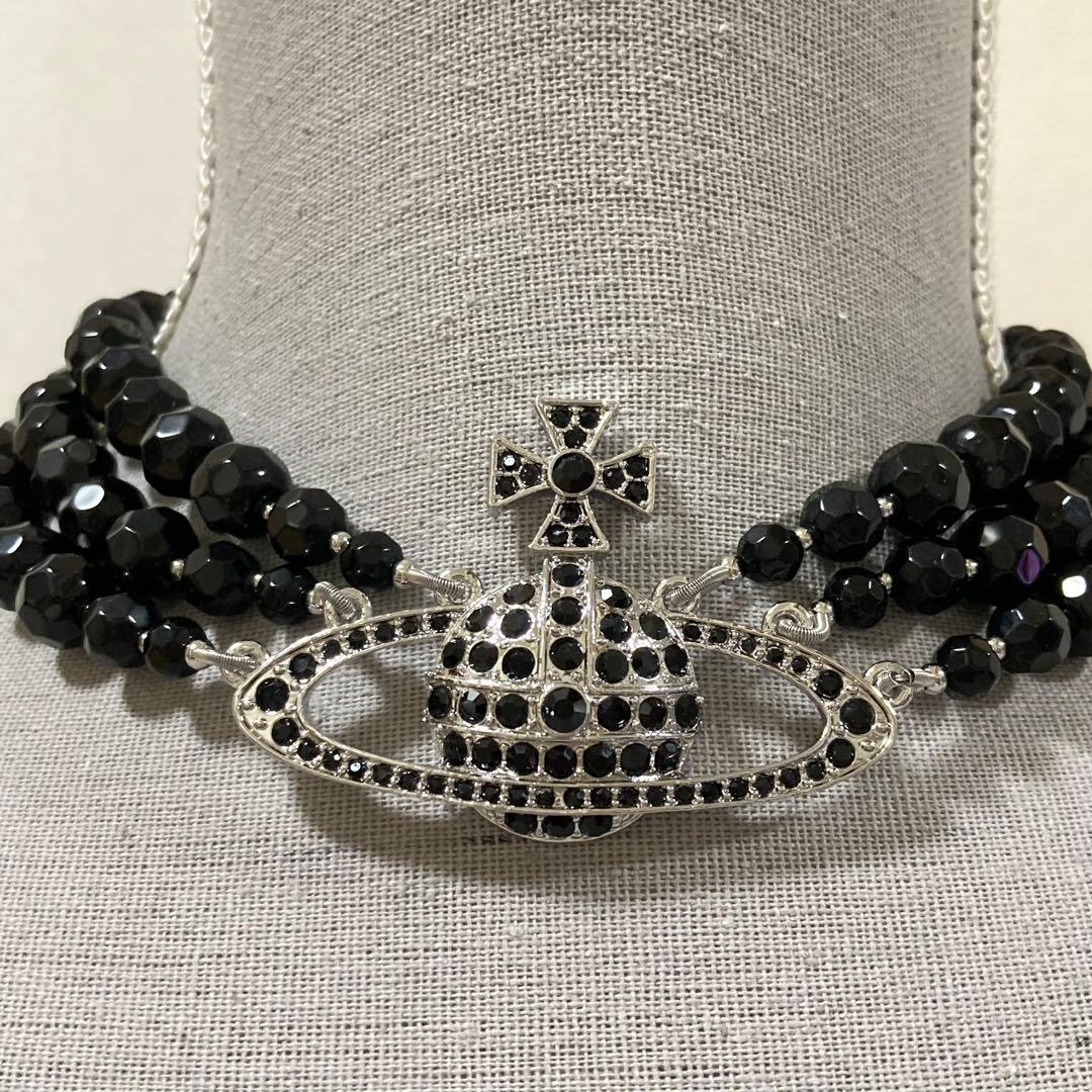 Vivienne Westwood｜3連ブラックチョーカー　シルバー