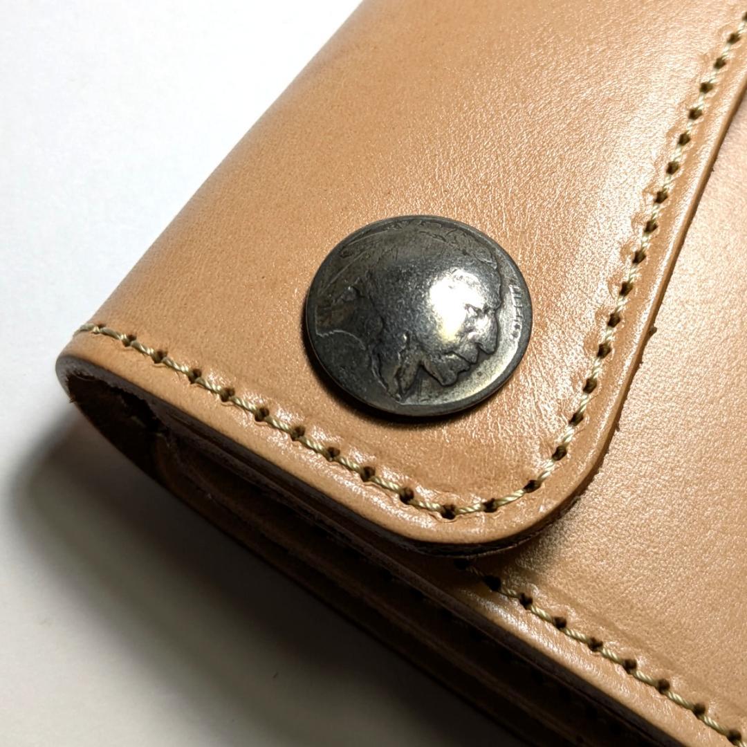 nbw1 新品 栃木レザー インディアンコンチョ付き財布 ヌメ革/ぬめ革/タン