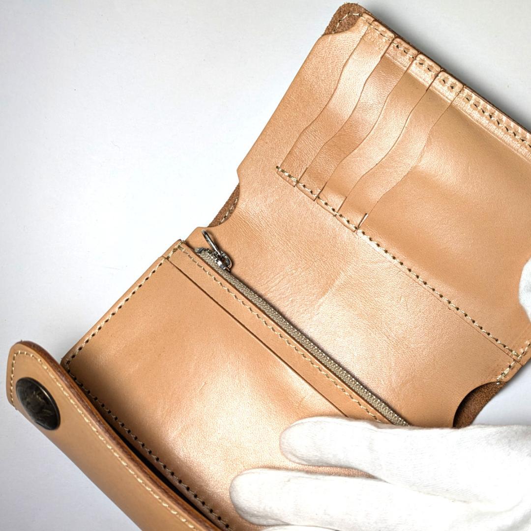 nbw1 新品 栃木レザー インディアンコンチョ付き財布 ヌメ革/ぬめ革/タン